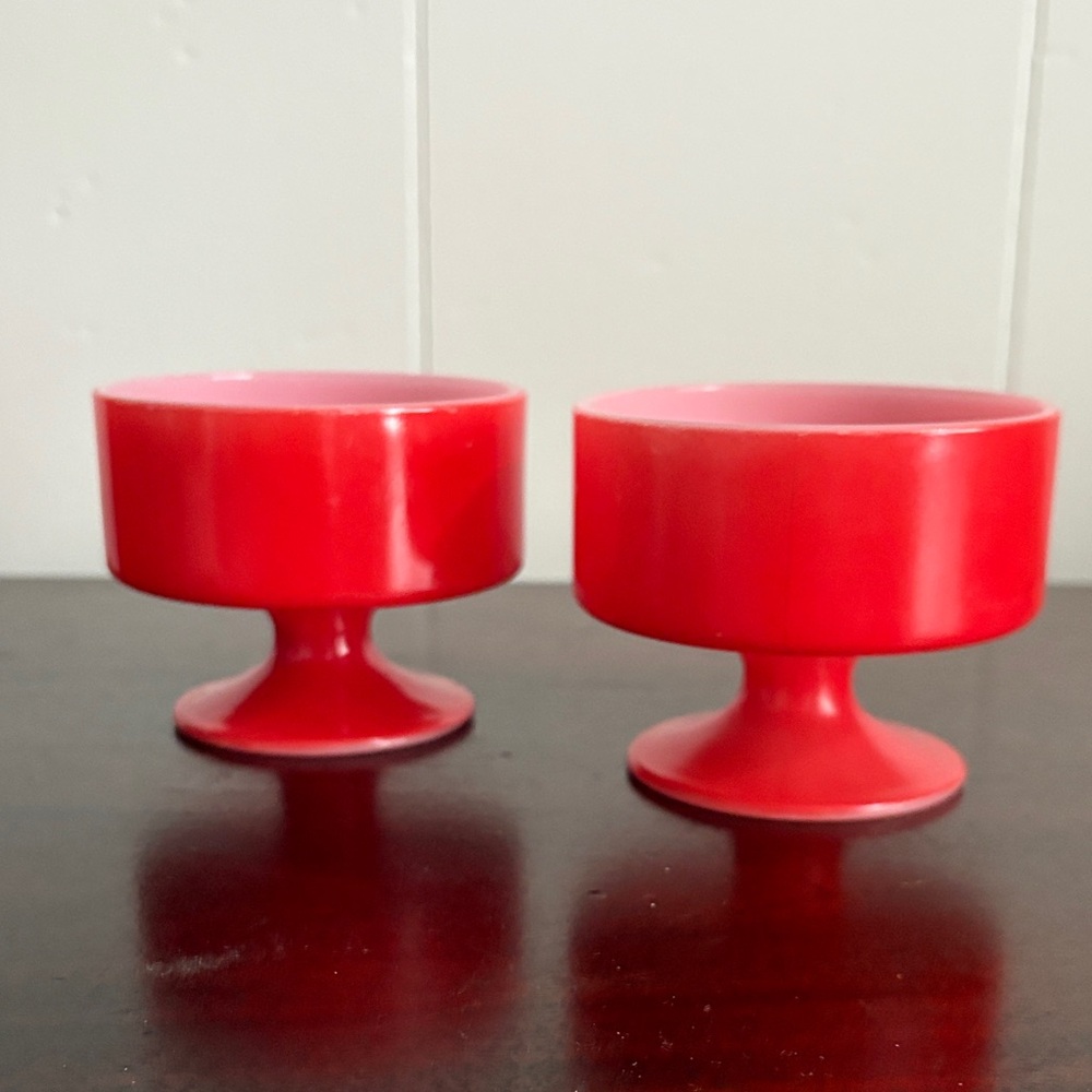 VINTAGE Federal Glass Red milk glass sherbet/dessert dish 3 1/2” x 3” Set of 2